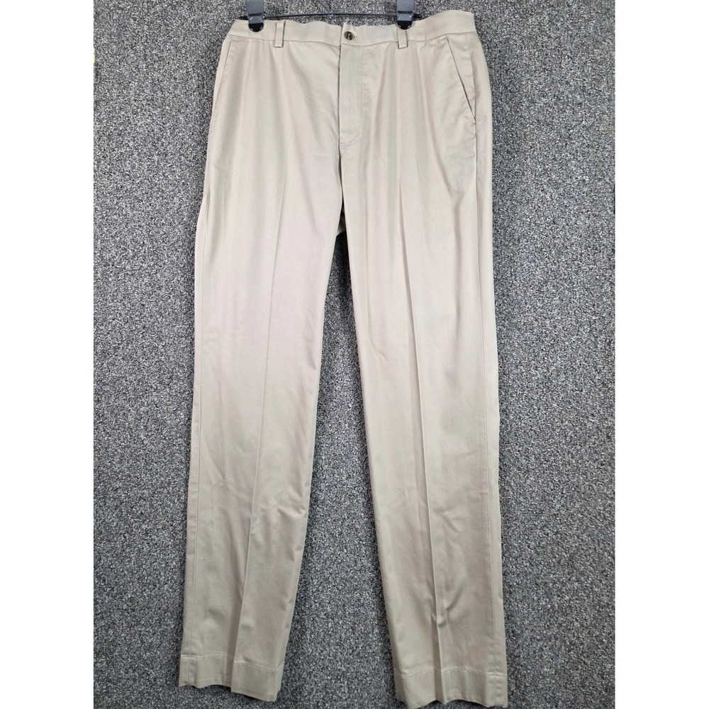 Brooks Brothers Advantage Chino Pants Mens 36x34 Tan Clark Fit Stretch Cotton
